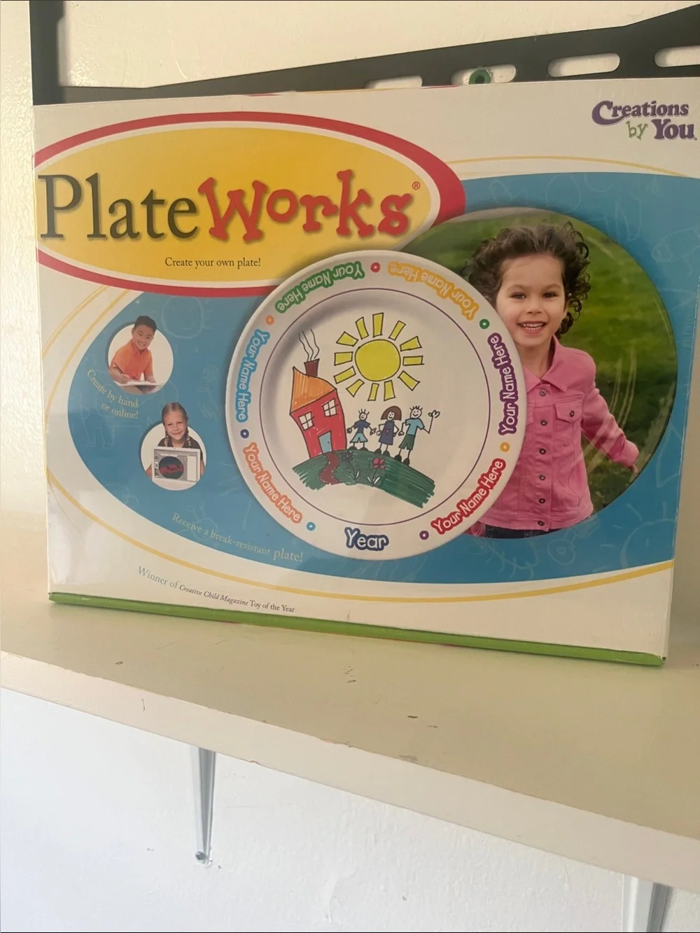 PlateWorks Personalized Kids Plate - White with Multicolor Accent